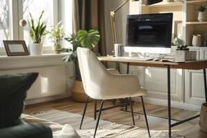 Cozy Home Office with Natural Light with . photo