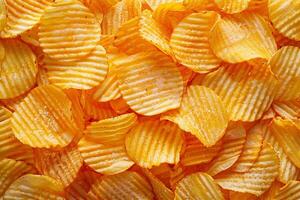 Close-Up of Crispy Potato Chips. photo