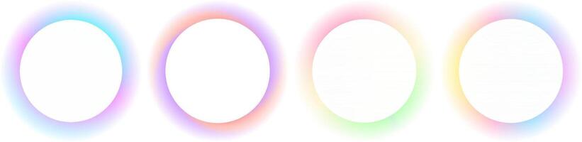 Set of gradient with blur frames . Collection of futuristic glowing, neon colored with aura round frames for websites design . illustration. vector