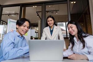 Business meeting to analyze and discuss the situation on the financial report in the meeting room. Investment Consultant, Financial advisor and accounting concept photo
