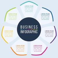 7 Options Infographic circle design 7 steps, objects, elements or options information business infographic template for business infographic design vector