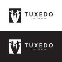 Black silhouette design tuxedo jacket logo simple illustration template for company branding use vector