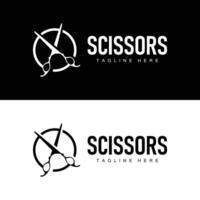 Barber tool scissors logo cutting tool , scissors simple background icon symbol design vector