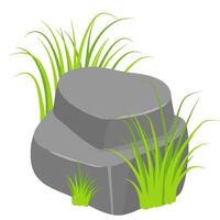 Stone with grass vector