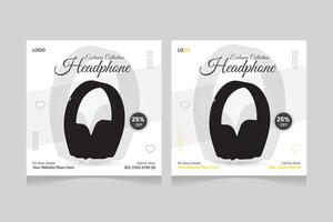 New arrival modern and stylish headphone sale social media post banner template vector