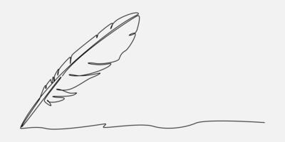 Continuous one line drawing of quill pen. Editable line. Isolated background. Graphic illustration. vector