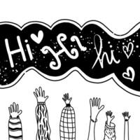 applause in doodle style with hi written on it vector