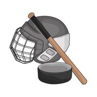 illustration of hockey helmet with baseball bat vector