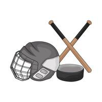 illustration of hockey helmet with baseball bat vector