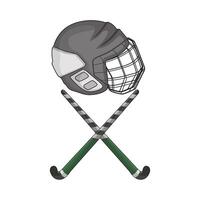 illustration of field hockey stick with helmet vector