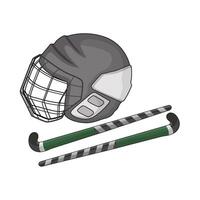 illustration of field hockey stick with helmet vector