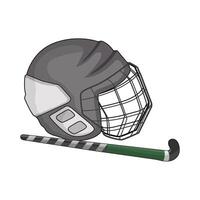 illustration of field hockey stick with helmet vector