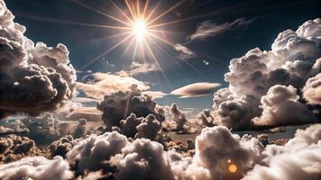 aigenerated the sun shines through the clouds photo