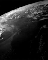 Planet in the outer space black and white 3d illustration. Moon, earth background photo