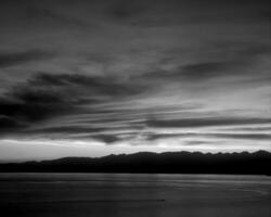 Sunset or sunrise sky black and white background photo
