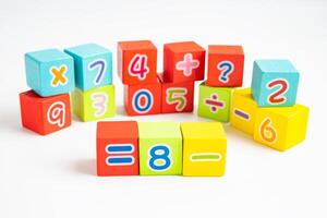 Math number colorful on white background, education study mathematics learning teach. photo
