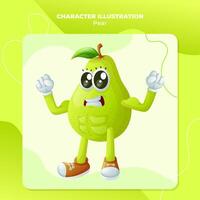 Cute pear character showing off his muscles vector