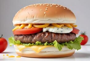 Photo of delicious hamburger isolated on white background
