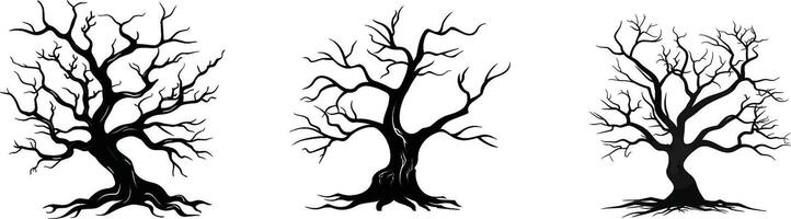 three different trees with no leaves vector