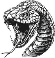 Illustration of poisonous snake in engraving style. Design element for logo, label, emblem, sign, badge. vector