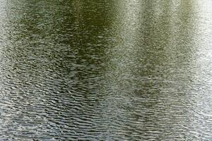 The texture of ripples on the water in a pond illuminated by the setting sun. Natural background. photo