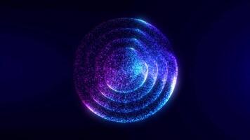 Abstract glowing sphere, energy ball shines brightly with rays of light, magic waves from particles and dots, atomic science abstract background, seamless loop. video