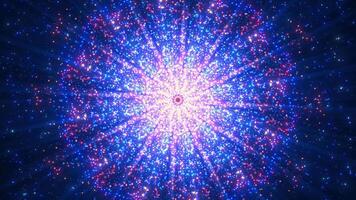 Fractal psychedelic or magic particle sphere. Animated pattern of shiny glowing mandala. The movement of the kaleidoscope sparkles with fantasy forms. Yoga, insight video