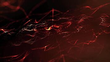 movimento abstrato laranja digital ondas e partículas. tecnologia fundo. 4k . protetor de tela animação. desatado ciclo video