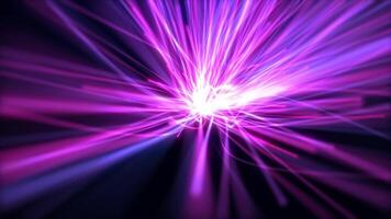 Light stripes, multi-color movement. Bright neon lines of light particles. Fiber Optics Light on Black Background. Seamless loop 4k video