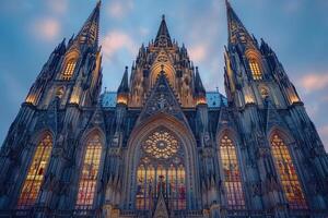 Gothic cathedral intricate design stained glass architectural marvel photo