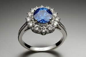 Luxurious and elegant gem ring. Intricate and beautiful details, with sparkling gems that exude elegance. photo