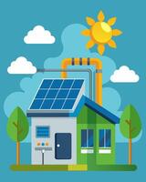 The advanced solarpowered HVAC system at the recovery center keeps the indoor temperature comfortable regardless of external conditions.. illustration. vector