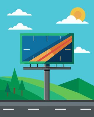 A billboard on the side of the highway featuring a rotating advertit that changes throughout the day thanks to its solarpowered capabilities.. illustration.