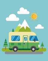 A budgetfriendly option for ecoconscious travelers this solarpowered RV allows you to save money on electricity while exploring the open road.. illustration. vector