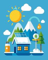 Experience the convenience and peace of mind of knowing that your paths and roads will be clear and safe with the help of these solarpowered snow melting systems.. illustration. vector