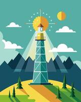 A beacon of progress in the midst of nature the solar farm stood as a symbol of hope for a greener future.. illustration. vector