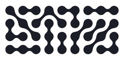 Abstract metaball backdrop. Spotted graphic design elements, connected liquid molecule figures flat background illustration. Metaball shapes pattern vector