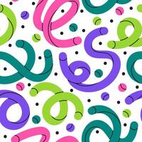 Hand drawn scribble lines seamless pattern. Abstract twisted shapes endless design, creative minimalist style scribbles flat background illustration. Colorful scribble shapes pattern vector