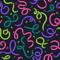 Abstract twisted shapes seamless pattern. Doodle scribble lines endless design, colorful creative minimalist style flat background illustration. Funny scribble shapes pattern vector