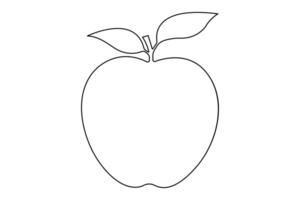 Continuous one single line art drawing of apples icon organic food vector