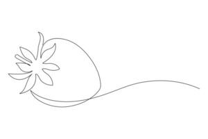 Single continuous line drawing of organic strawberry for fruit icon fresh berries fruitage concept vector