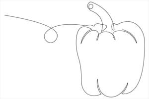 Capsicum continuous one line art drawing of illustration vector