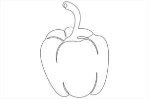 Capsicum continuous one line art drawing of illustration vector