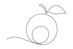 abstract continuous one single line art drawing of icon orange fruit in sketch vector