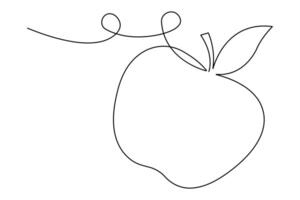 Continuous one single line art drawing of apples icon organic food vector