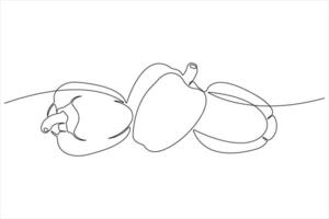Capsicum continuous one line art drawing of illustration vector