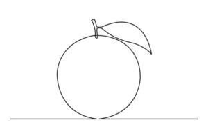 abstract continuous one single line art drawing of icon orange fruit in sketch vector
