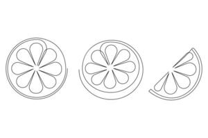 abstract continuous one single line art drawing of icon orange fruit in sketch vector