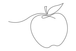 Continuous one single line art drawing of apples icon organic food vector
