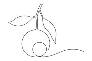 abstract continuous one single line art drawing of icon orange fruit in sketch vector
